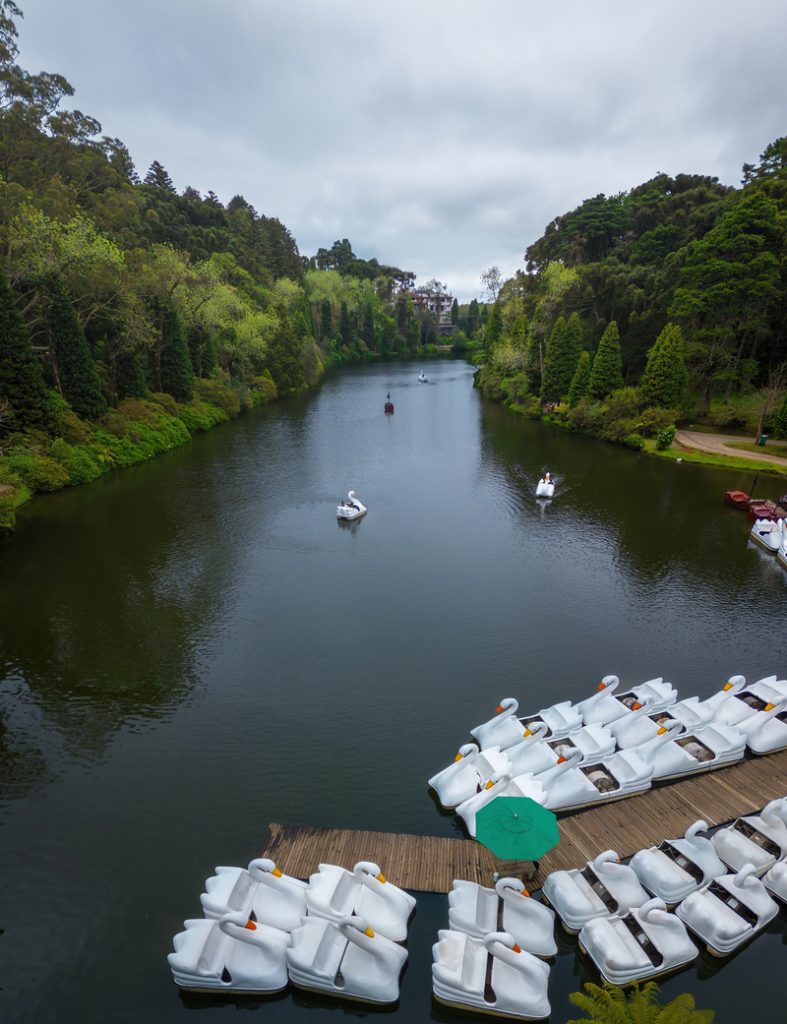 Aerial view of Lago Negro (Black Lake) and Pedal Boats - Gramado, Rio Grande do Sul, Brazil
